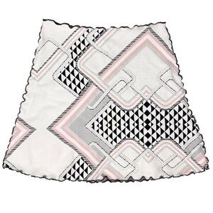 Haystacks Geometric Mini Skirt Scalloped Edge Pink White Black Size XL